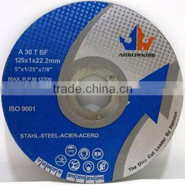 5" 125x1x22mm Ultra-thin Flat Resin Bonded Reinforced Cutting Wheel For Metal