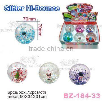 Sell 70mm Large Glitter Globe HI Bounce Ball With Santa Claus