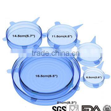 6 packs FDA approved Silicone strech Lids, silicone suction lid