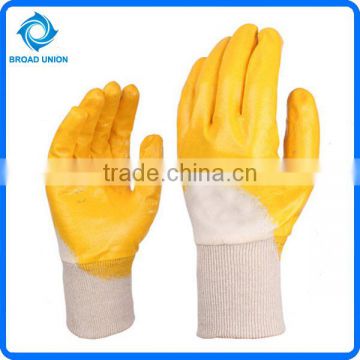 High Quality Yellow Nitrile Coated Gloves Cotton Work Gloves