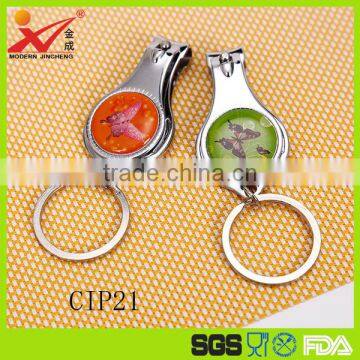 Foldable cheap good quality opener key ring stainless steel metal nail clipper