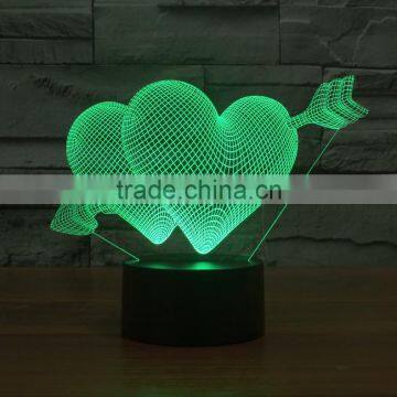 3D Illusion LOVE Gift LED Modern Night Light 7 Color Touch Table Lamp for Christmas New Year Valentine Gift photo-2