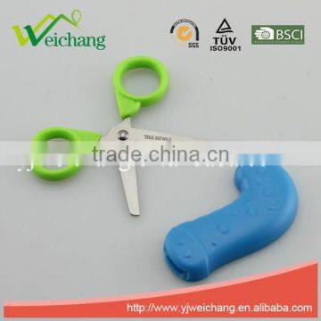 WCSC213 Premium Novelty Wholesale Soft Handle Colorful School Children Plastic Scissors With Funny Cover New Handle Design photo-3