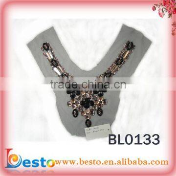 BL 0133 vintage decorative golden rhinestone beading neck trim