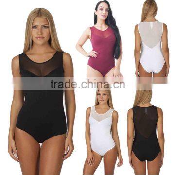 Fashion Women's Sleeveless Mesh Back Sweetheart Leotard Adult Sexy Transparent Bodysuit