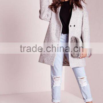 2016 new style girls grey wool cocoon coats elegant design