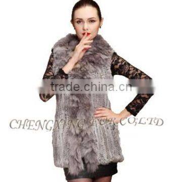 CX-G-B-179B Fox Fur Collar Hand Knitting Real Comfort Rabbit Fur Clothing photo-6