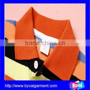OEM High Quality Cotton 180g Orange Kids Striped Short Sleeve Polo Shirt photo-2