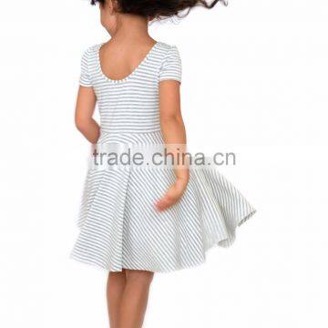 Little Girls Striped Twril Cotton Dress Summer Skater Dress photo-2