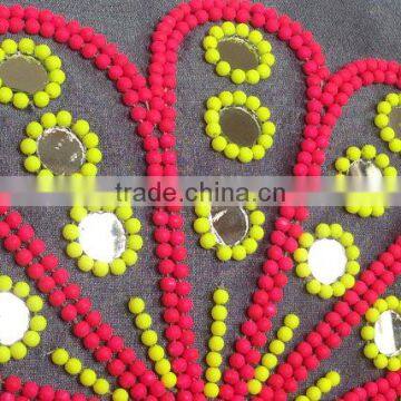 Grey Mandala Pillow, Neon Beads Pillow, Grey Decorative Pillow, Grey Neon Pillow, Grey Throw Pillow, , Grey Beaded Pillow photo-2