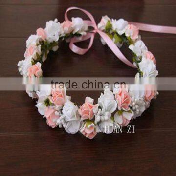 Rose Flower Headband Wedding Double Row Floral Garland Hairband