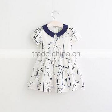 Short Sleeve Cartoon Printing Cotton Kids Clothes Girls Dresses Baby photo-4
