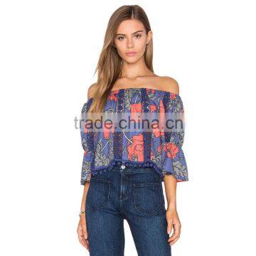 Ladies Off Shoulder Style Three Quarter Sleeves Blouse