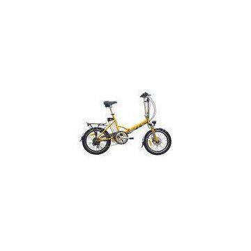 Small folding electric bike yellow color , fold up electric bicycle with 3 level PAS speed