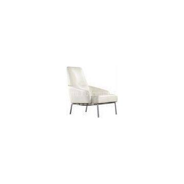 Luxury Leather Arm Chair, Office White Modern Upholstered Chair