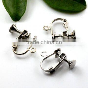 Silver Tone Spirals Ear Clips With Holes For Jewlery Making