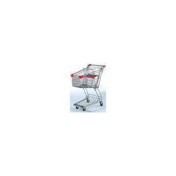 Unfolding Metal Wire Supermarket Shopping Cart  , Asia Style 4 Wheeled Shopping Trolley