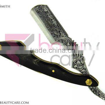 Stainless Steel Barber Razor Hand Engraved With Buffalo Horn photo-5