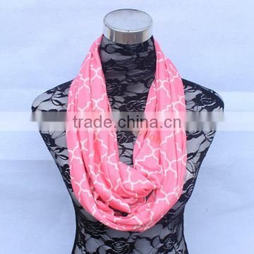 Quatrefoil Infinity Scarf - Jersey Knit - Coral Receive 3-5 days