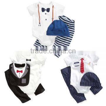 2016 summer 3pcs/set gentleman baby boy romper