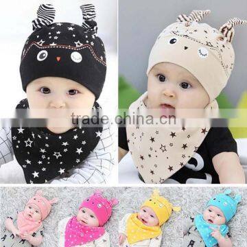 spring autumn cute owl pattern cotton baby beanie