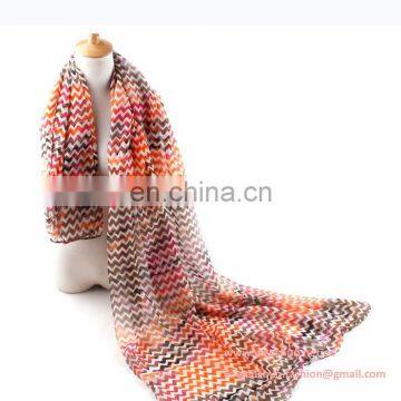 Wave Grain Printed Long Pattern Ladies Joker Voile Scarf