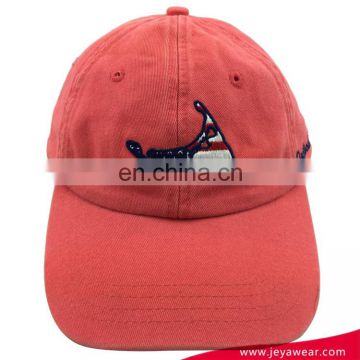 Custom watermelon red unstructured plain distressed baseball cap