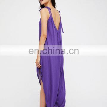 Adjustable Tie Straps Wide Leg Shape and Openings Fashion Shapeless Romper photo-2