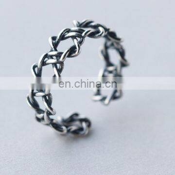 Latest design Open multi Hexagram vintage black chunky ring in vintage silver