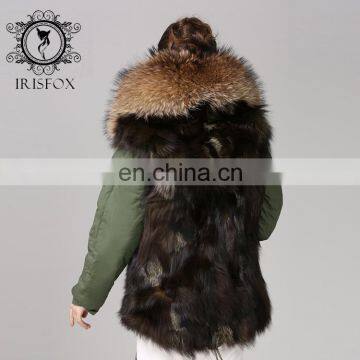 Italy Designer Army Real Fox Fur Parka 2016 Women Jackets With Natural Fur Collar photo-4