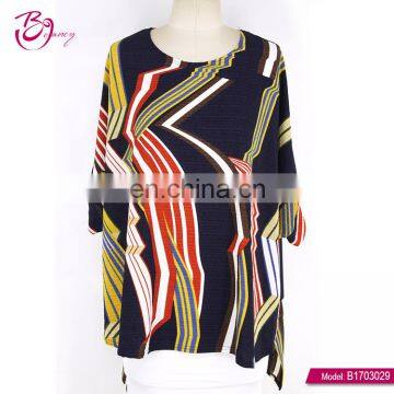 Asymmetric Stripe Cheap Latest Design Ladies Loose Summer Tops