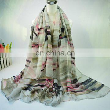 fashion Viscose cotton and silk scarf Blended Printed Scarf