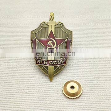 custom high quality shield metal logo badge