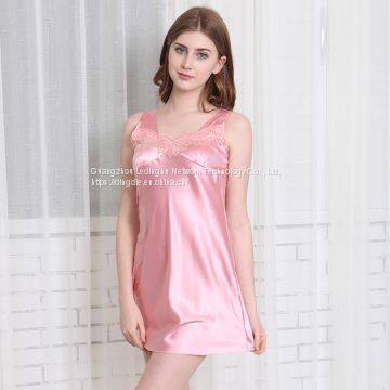 Sexy Nightdress Women's Summer Lace Sleeveless Loose Plus Size Pajamas photo-4