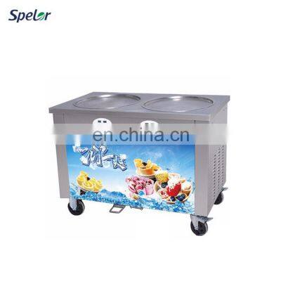 Highly-Efficient Fried Ice Cream Machine Double Flat Square Pan photo-2