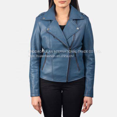2021NEW ARRIVAL FASHION LADIES' GENUINE SHEEPSKIN SLIM FIT LEATHER JACKET MOTORCYCLE JACKET photo-2