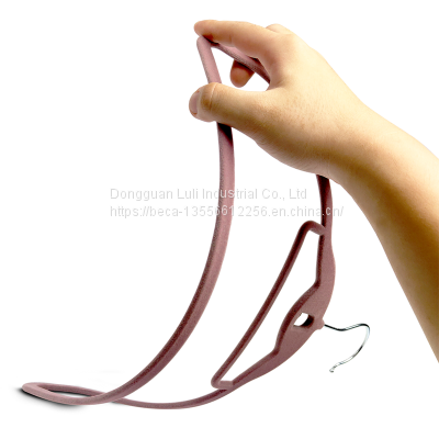 Black Color Adult Velvet Suits Hanger Shirt Plastic Hanger With Shoulder Notches photo-3