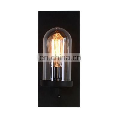 Tonghua Vintage LED Decor Wall  Lamp Clear Glass Shell Black Metal Home Pub Coffee Retro Light