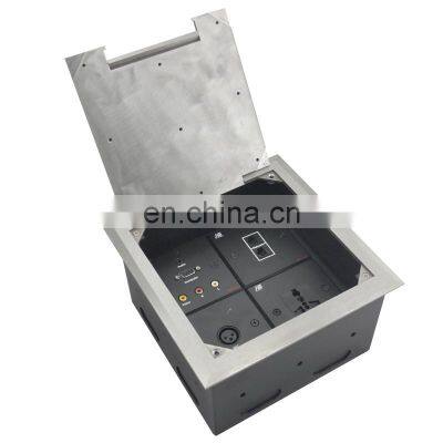 Stainless steel vga audio rj45 data Universal Media Power Floor Box