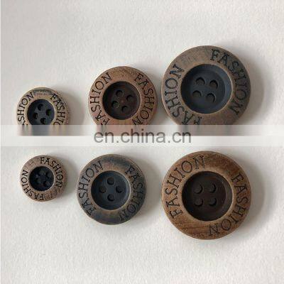 China Manufacturer Wholesale Garment Shirt Wooden Button Round With Custom Logo