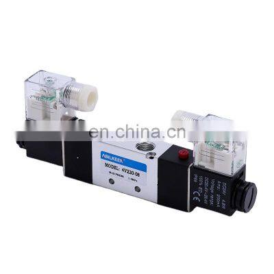 Best Selling 4V Series 4V220-08 Pneumatic Parts Supplier 5/2 Way DC12V 24V AC220V Double Coil Solenoid Valve