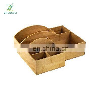 Bamboo Plate and Cutlery Organizer Large Kitchen Spoon, Fork, Knives and Cups Holder Tableware Dispenser photo-4