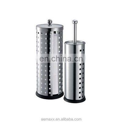 Stainless steel toilet brush with paper holder