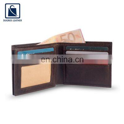 Low MOQ Brown Shiny Leather Men Wallets With Card Holder Slot photo-4