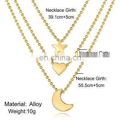 Bohemian Gold Moon Choker Necklace for Women Chains Statement Necklace Star Map Heart Pendant Necklaces Boho Jewelry Gift photo-2