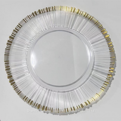 Wedding Dinning Plates Glass Clear Silver Plastic Gold Charger Plates for Wedding Party Supplies Decoration