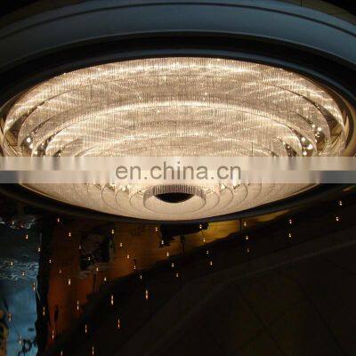 Large Modern Hotel Banquet Hall Lighting Round Flush Mount Crystal Chandelier Luxury