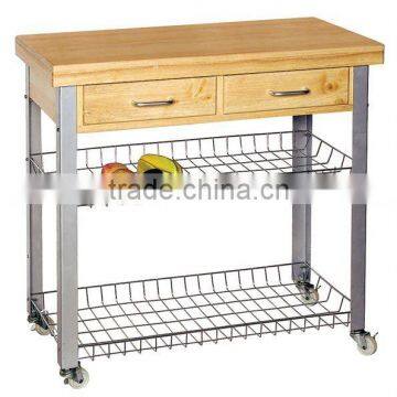 Rubber Wood Kitchen Trolley