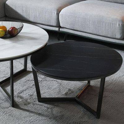 Black White Fashion Design Sintered Stone Round Dining Table photo-2