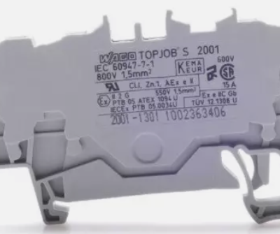 German WAGO Genuine Wanke 2001-1301 Three Wire Rail Mounted Self-locking Spring Terminal Block 1.5mm Square photo-2